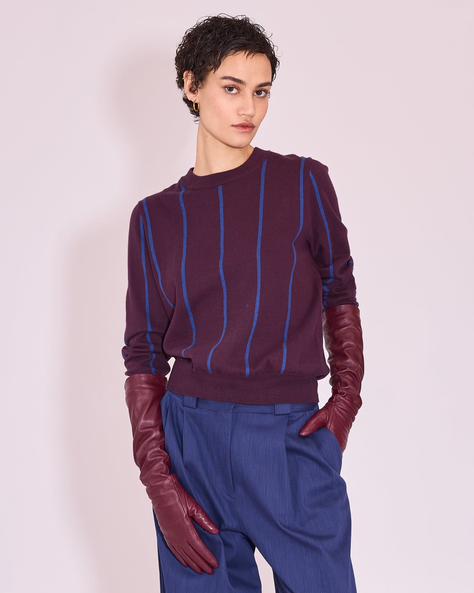 Jackson trui in plum / blue