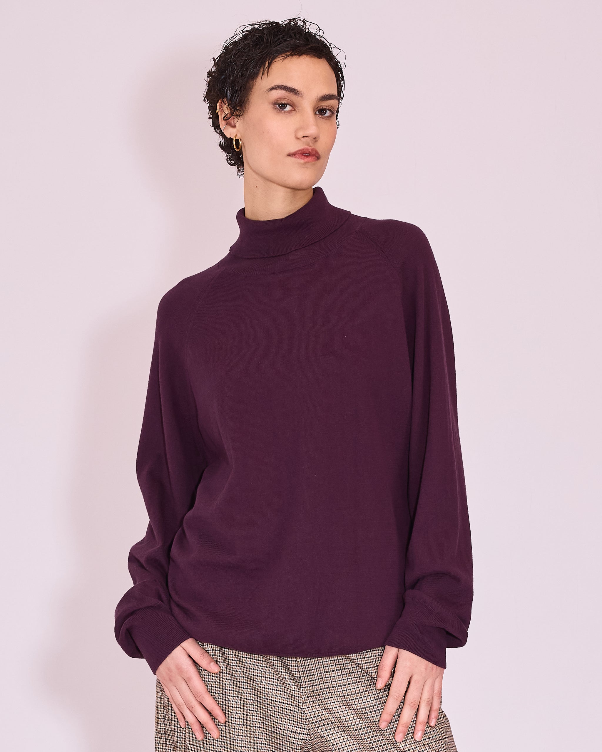 Gaetan rolkraagtrui in Plum