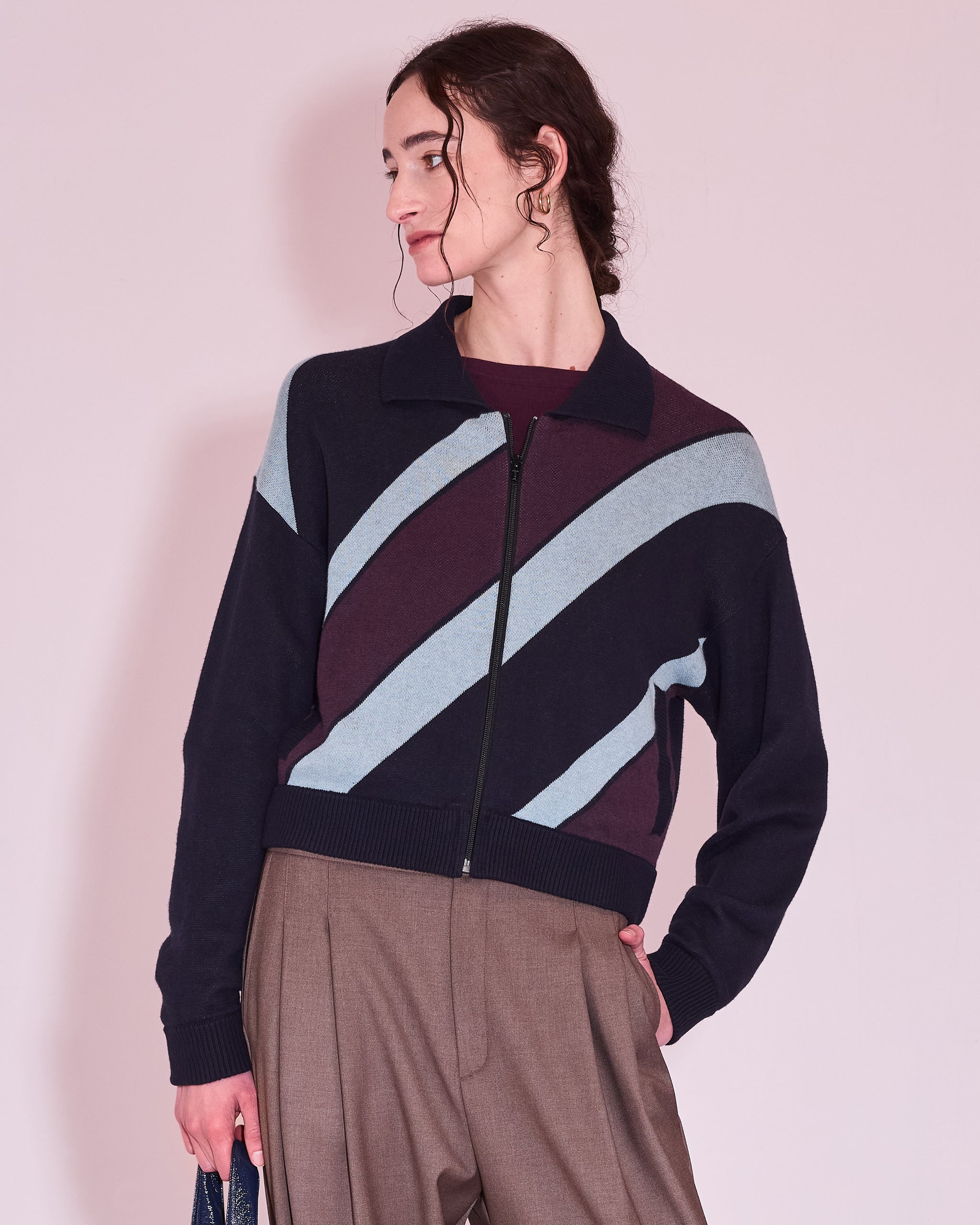 Juba vest in midnight blue stripes