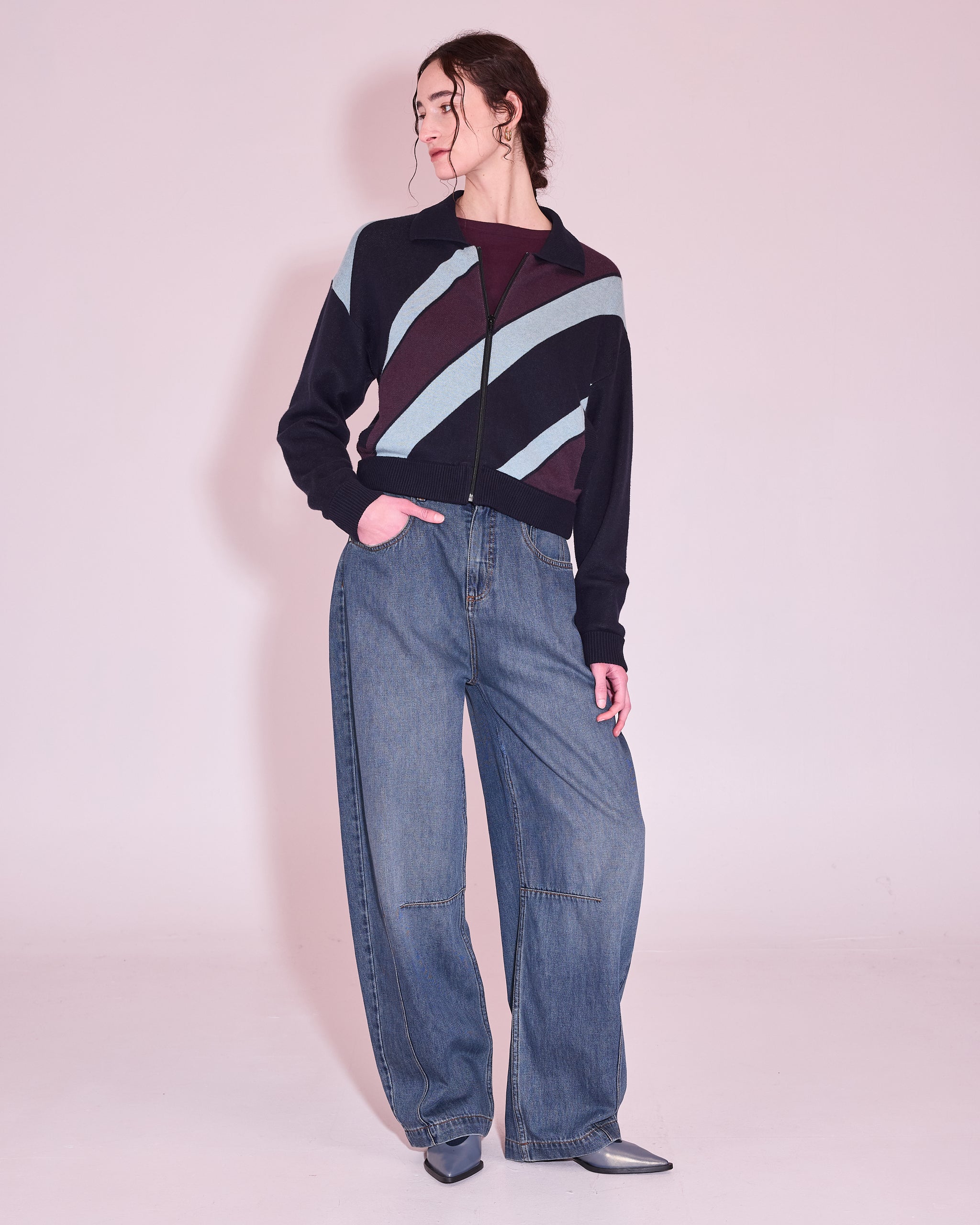 Juba vest in midnight blue stripes