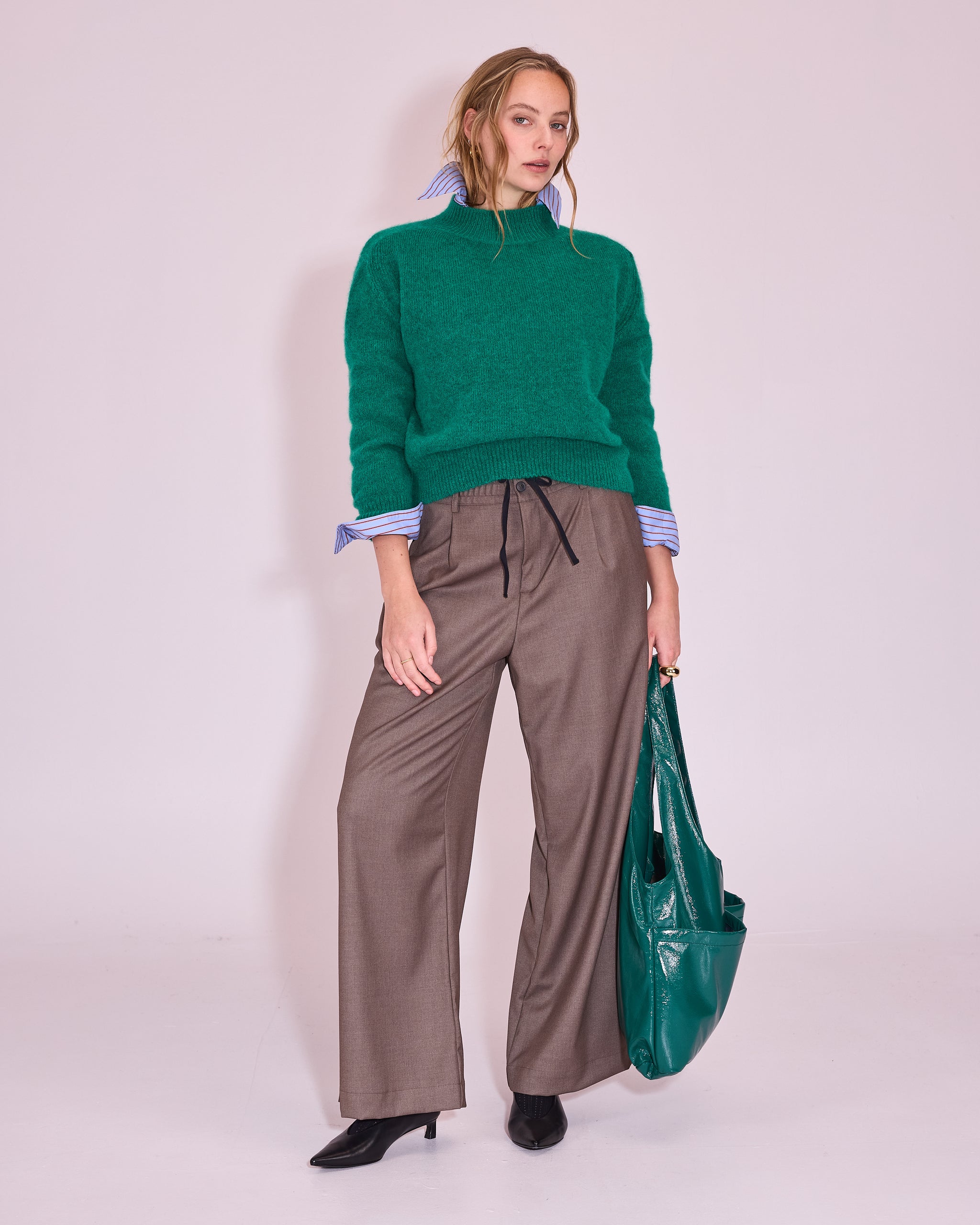 Juneau knitted sweater in emerald