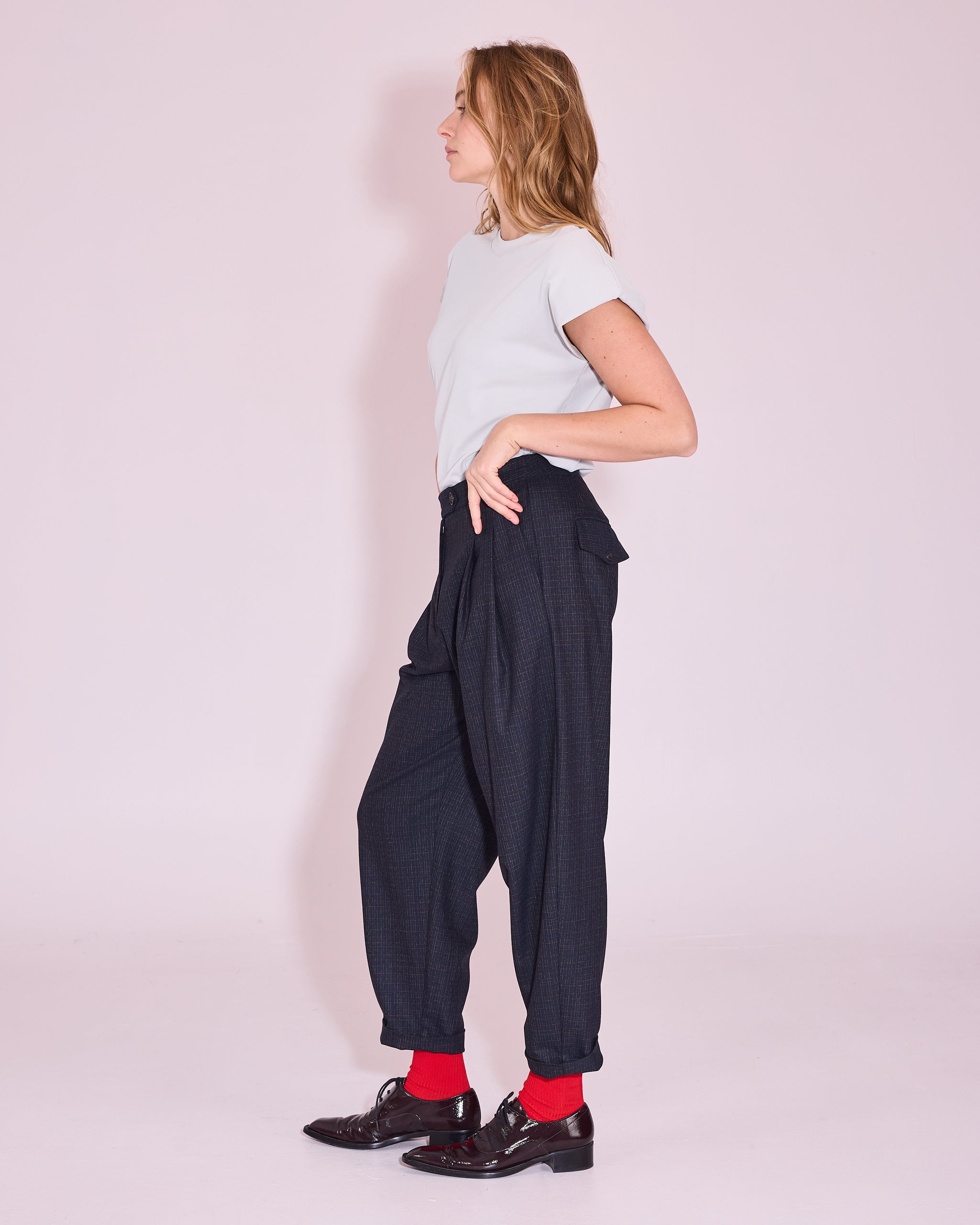 Jérome broek in navy / multi checks