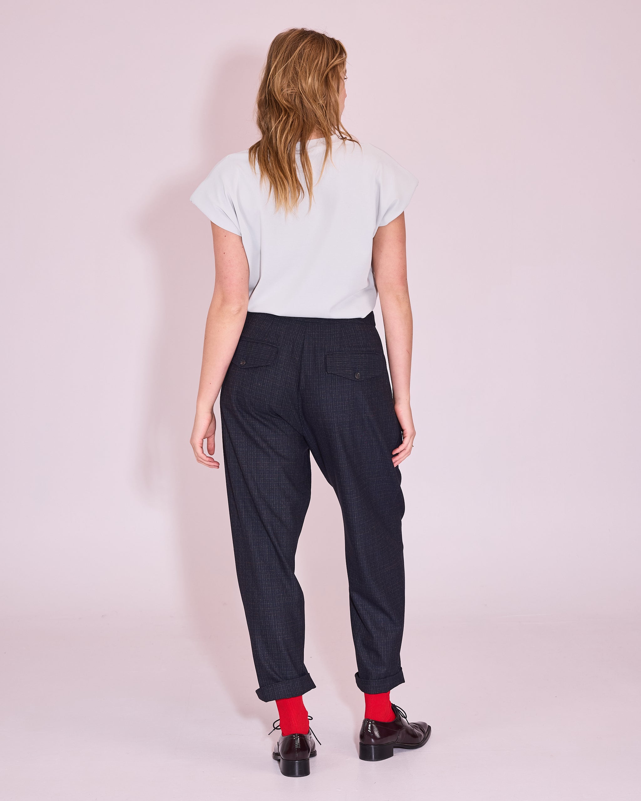 Jérome broek in navy / multi checks