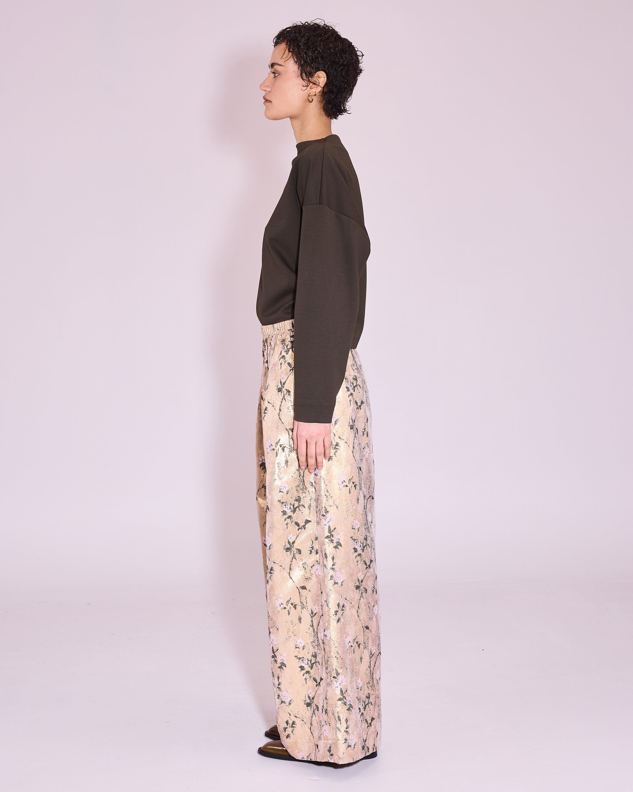 Freddy trousers in gold floral jacquard
