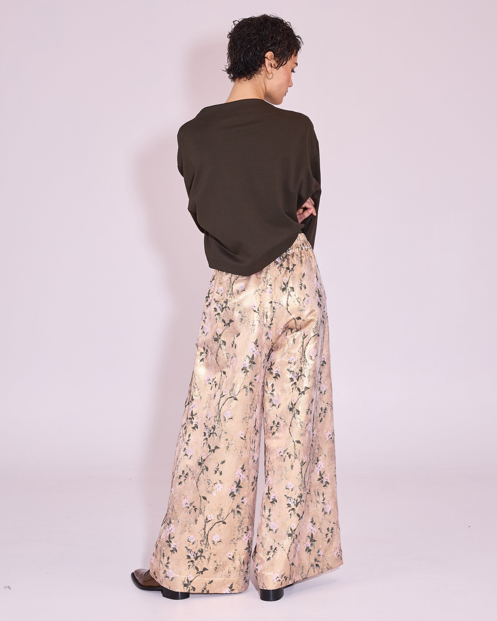 Freddy trousers in gold floral jacquard