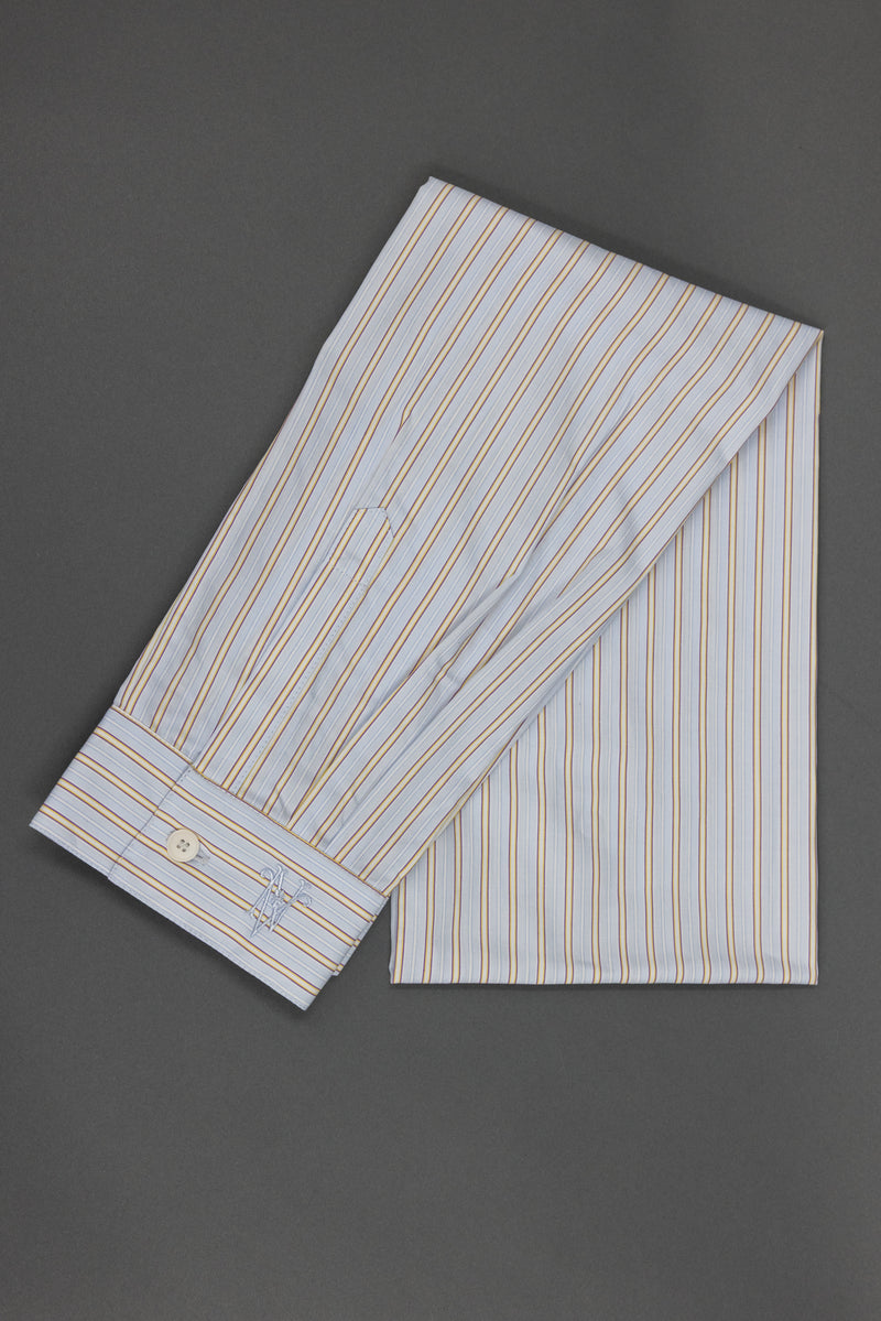 Ganna scarf in blue brown vintage cotton stripes