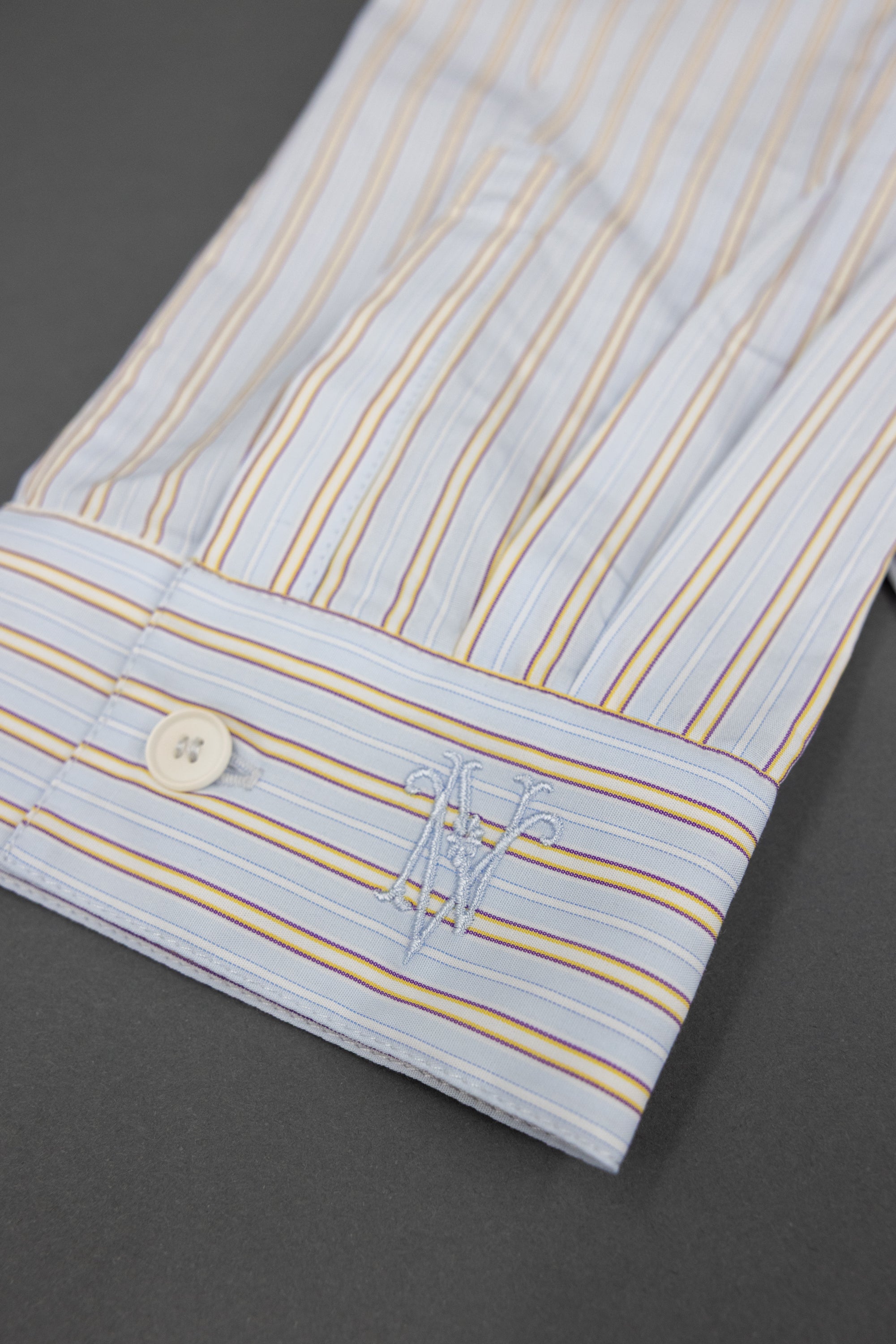 Ganna scarf in blue brown vintage cotton stripes