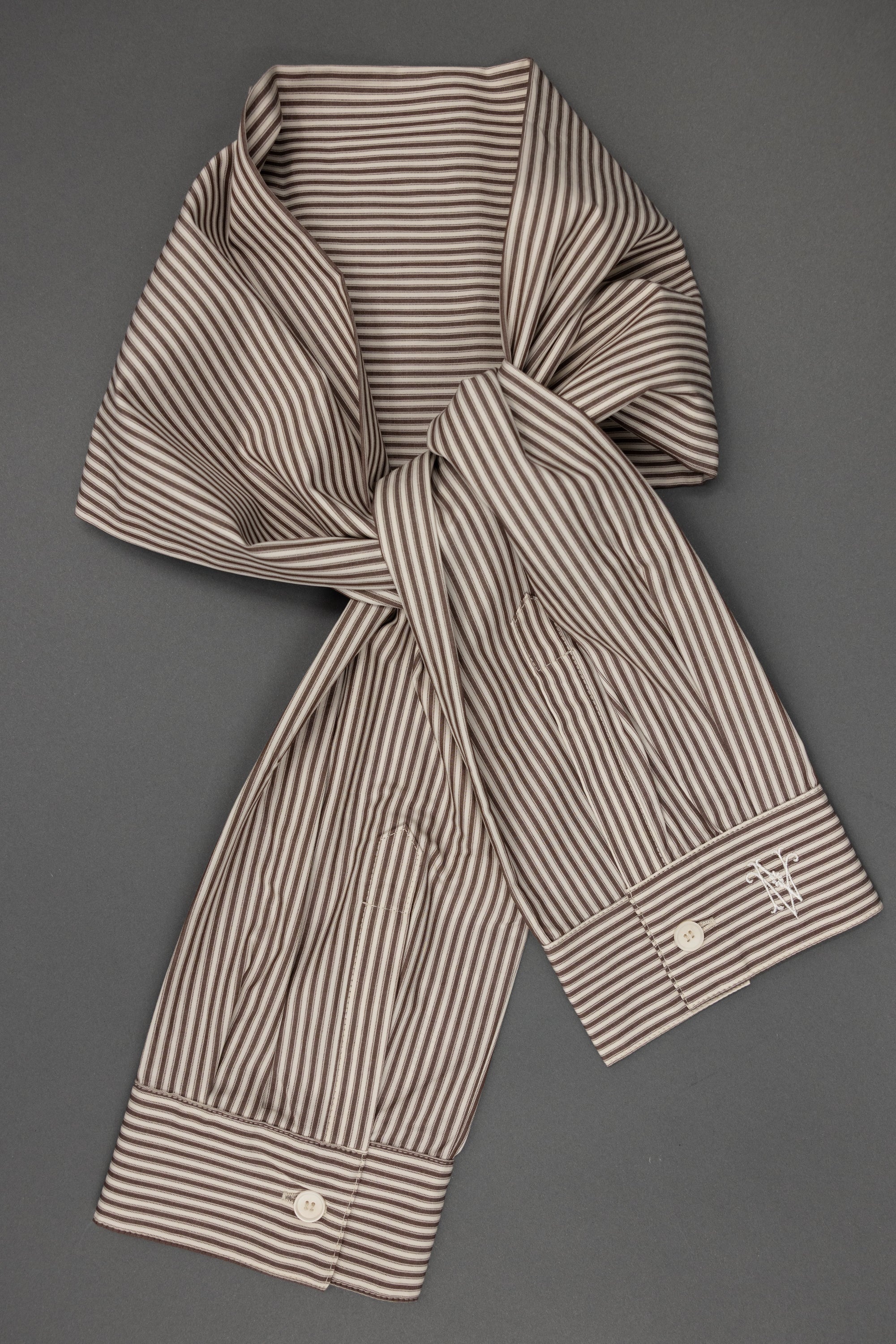 Ganna scarf in brown ecru vintage cotton stripes