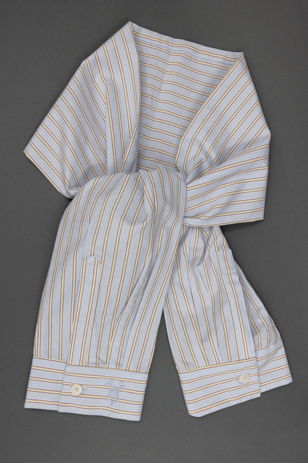 Ganna scarf in blue brown vintage cotton stripes