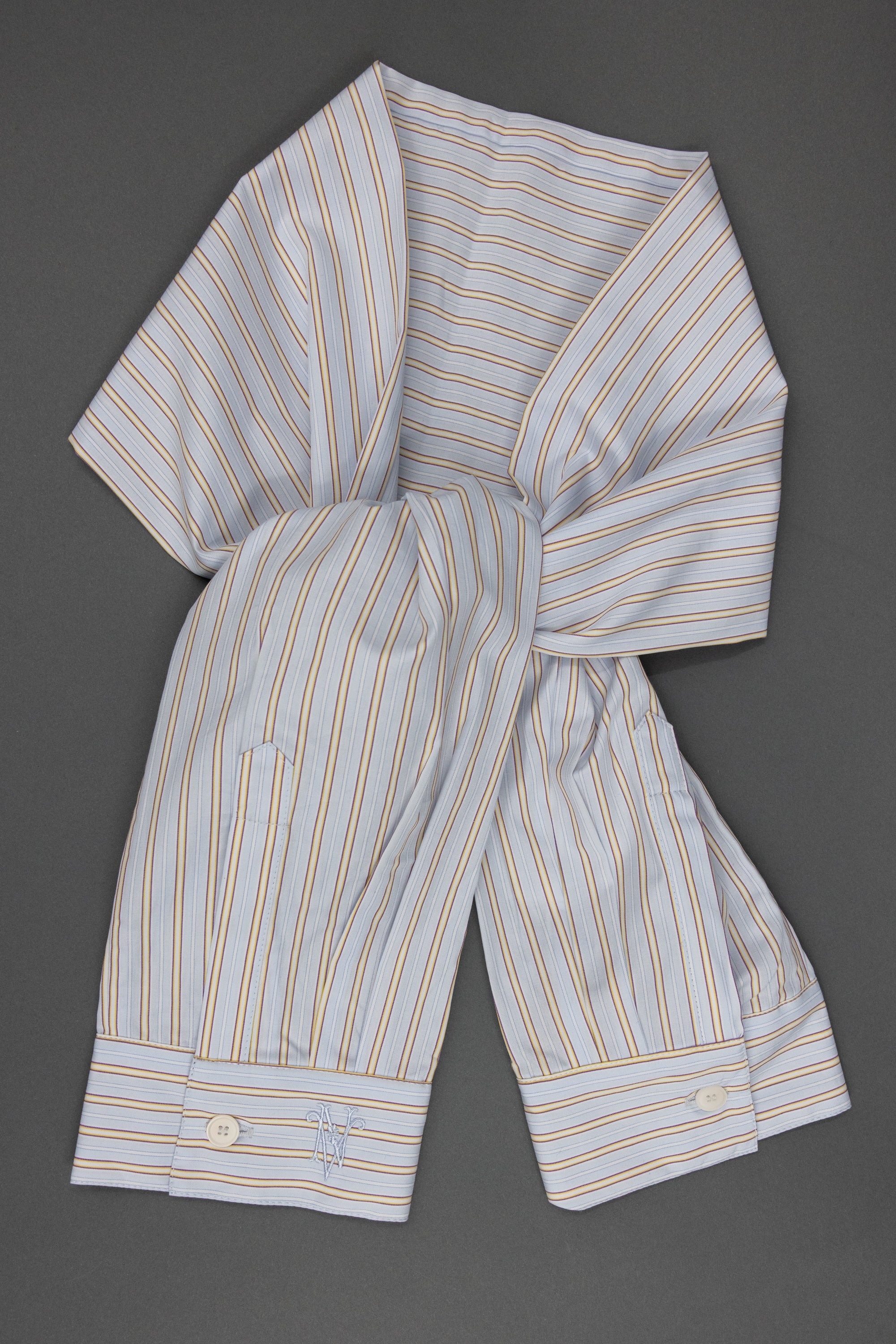 Ganna scarf in blue brown vintage cotton stripes