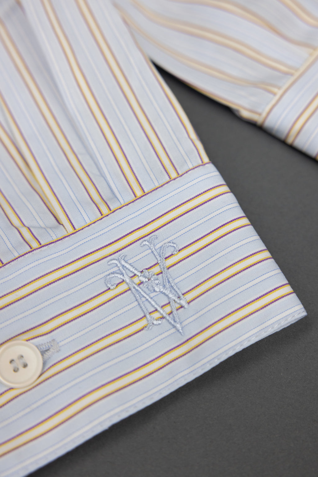 Ganna scarf in blue brown vintage cotton stripes