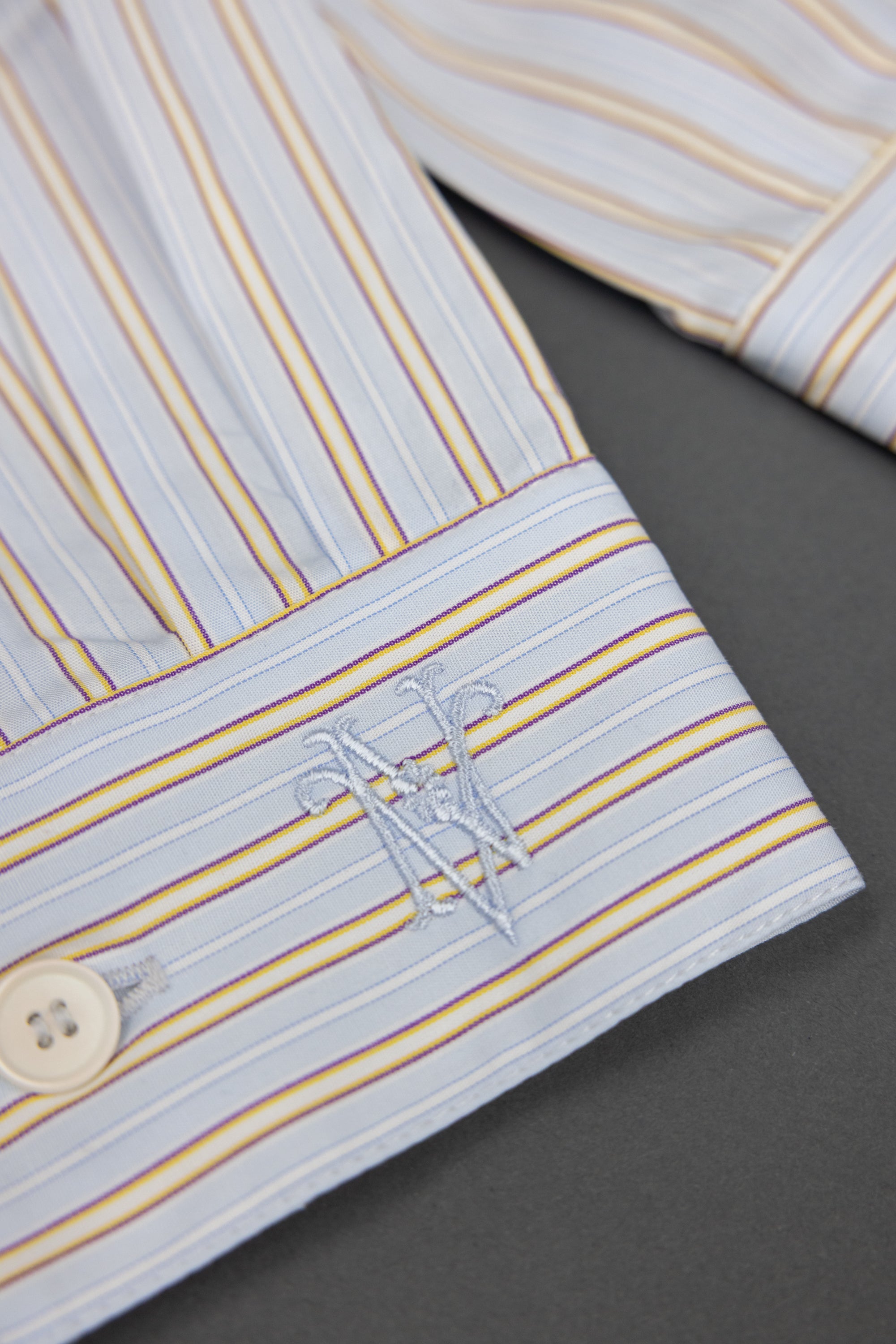 Ganna scarf in blue brown vintage cotton stripes