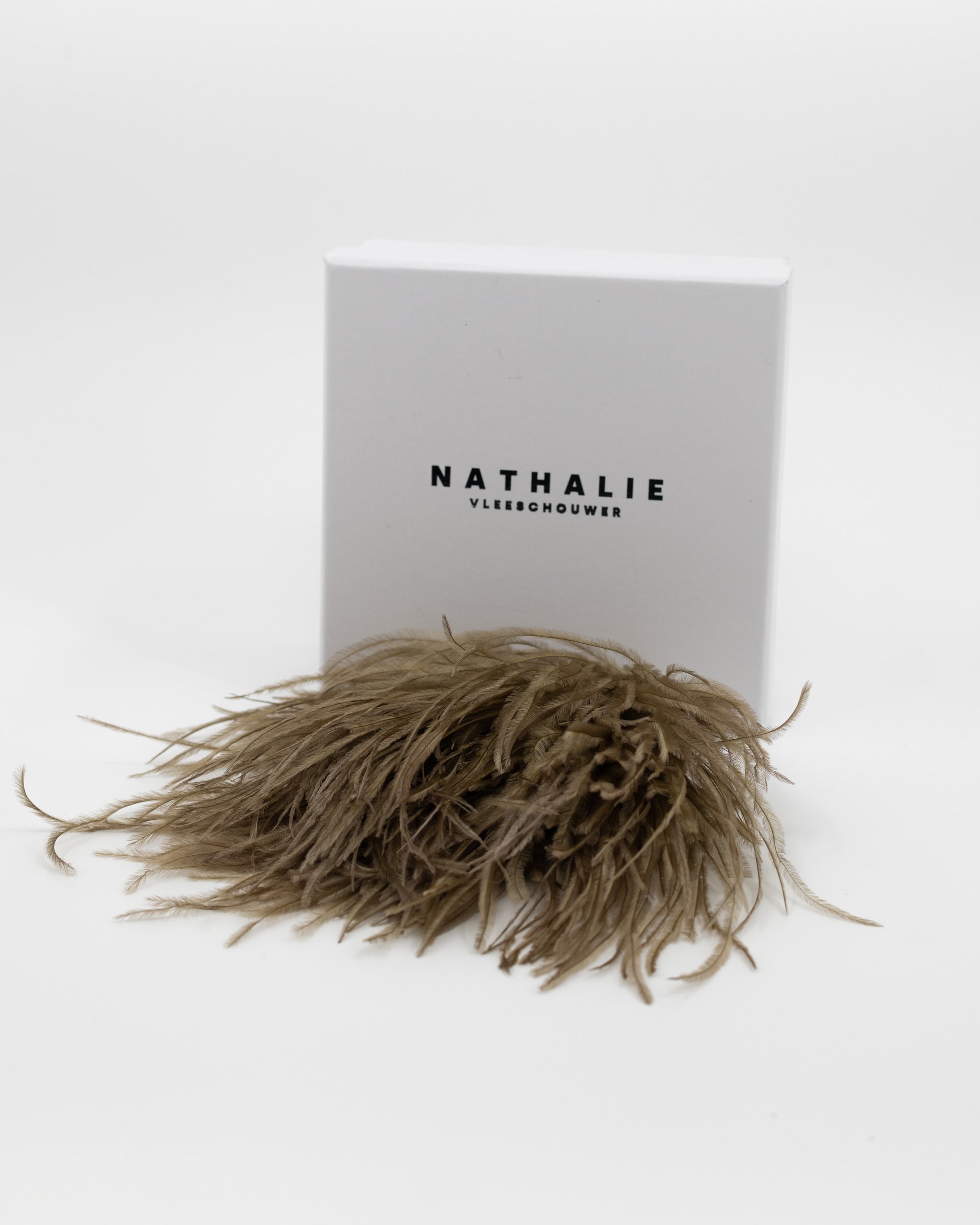 Zaza feathers brooch in sepia brown