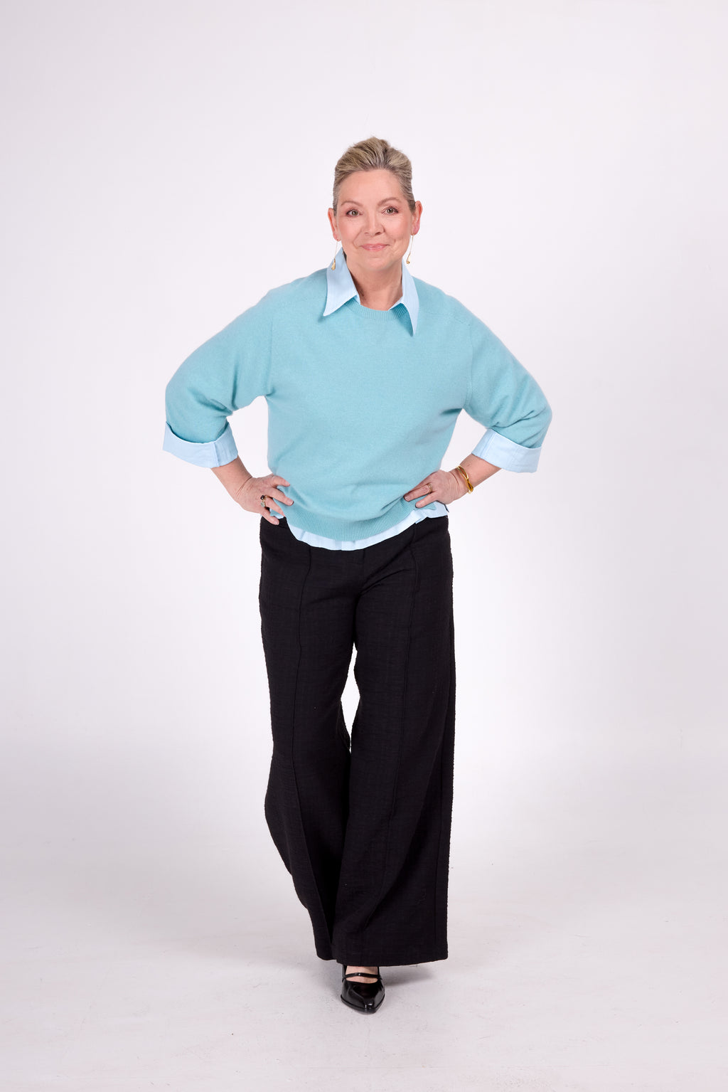 Daan blouse in sky blue french cotton