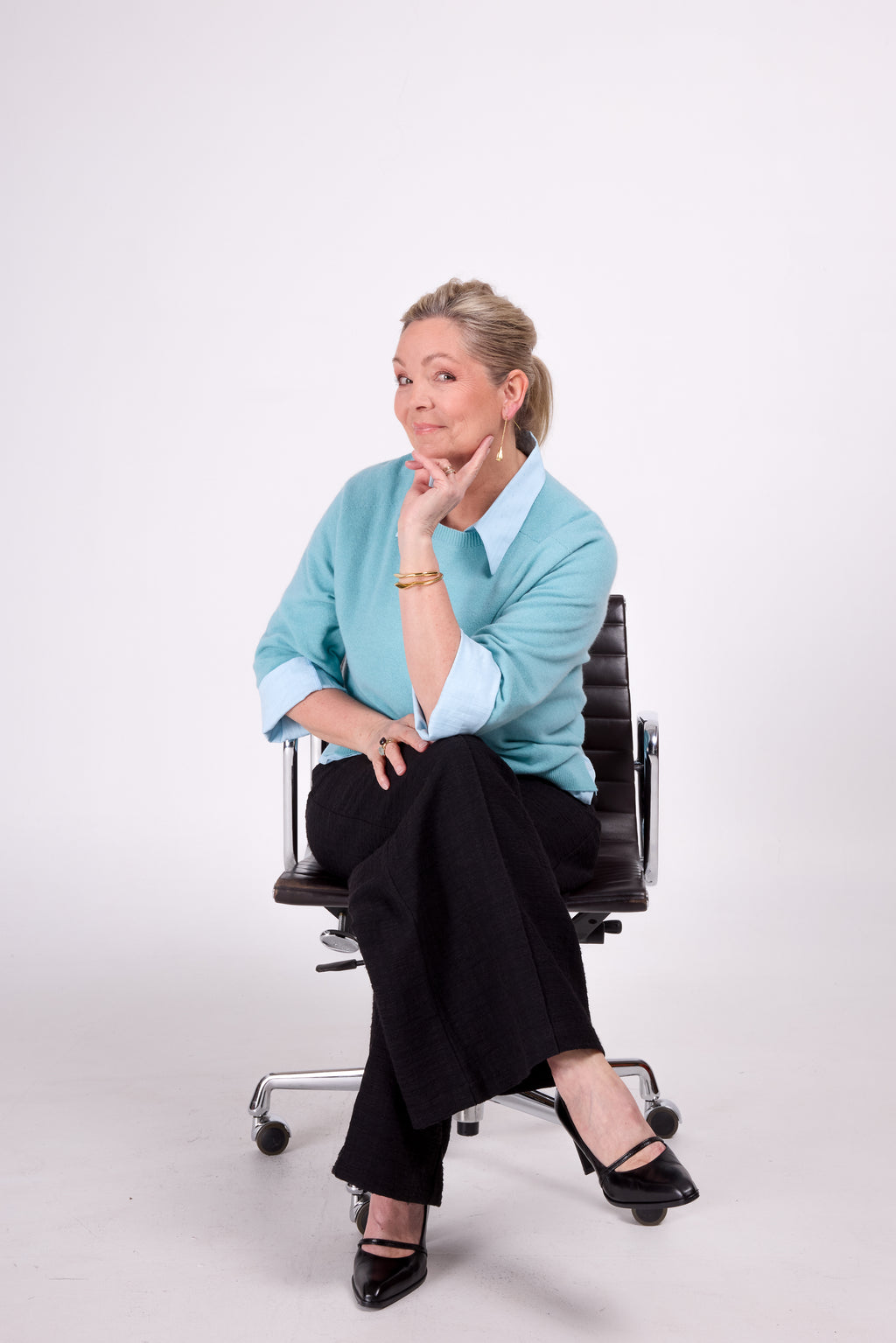 Daan blouse in sky blue french cotton