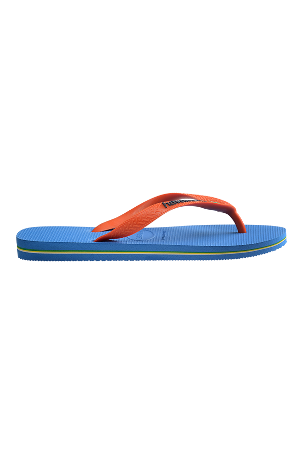 Brasil logo flip flop in blue/orange