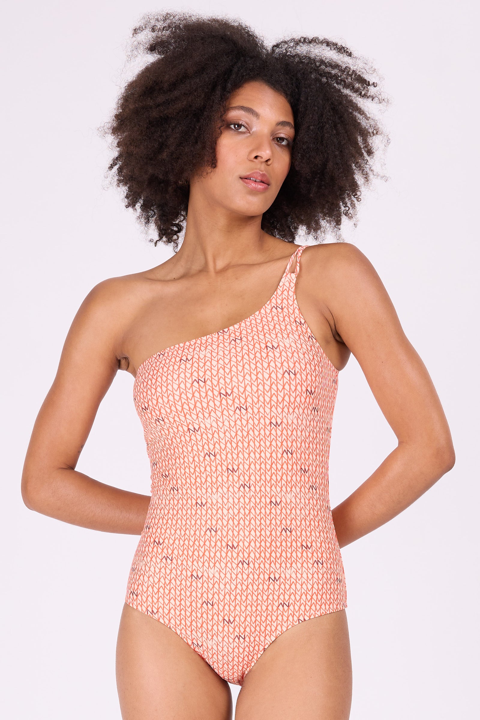 Maillot de bain asymétrique orange