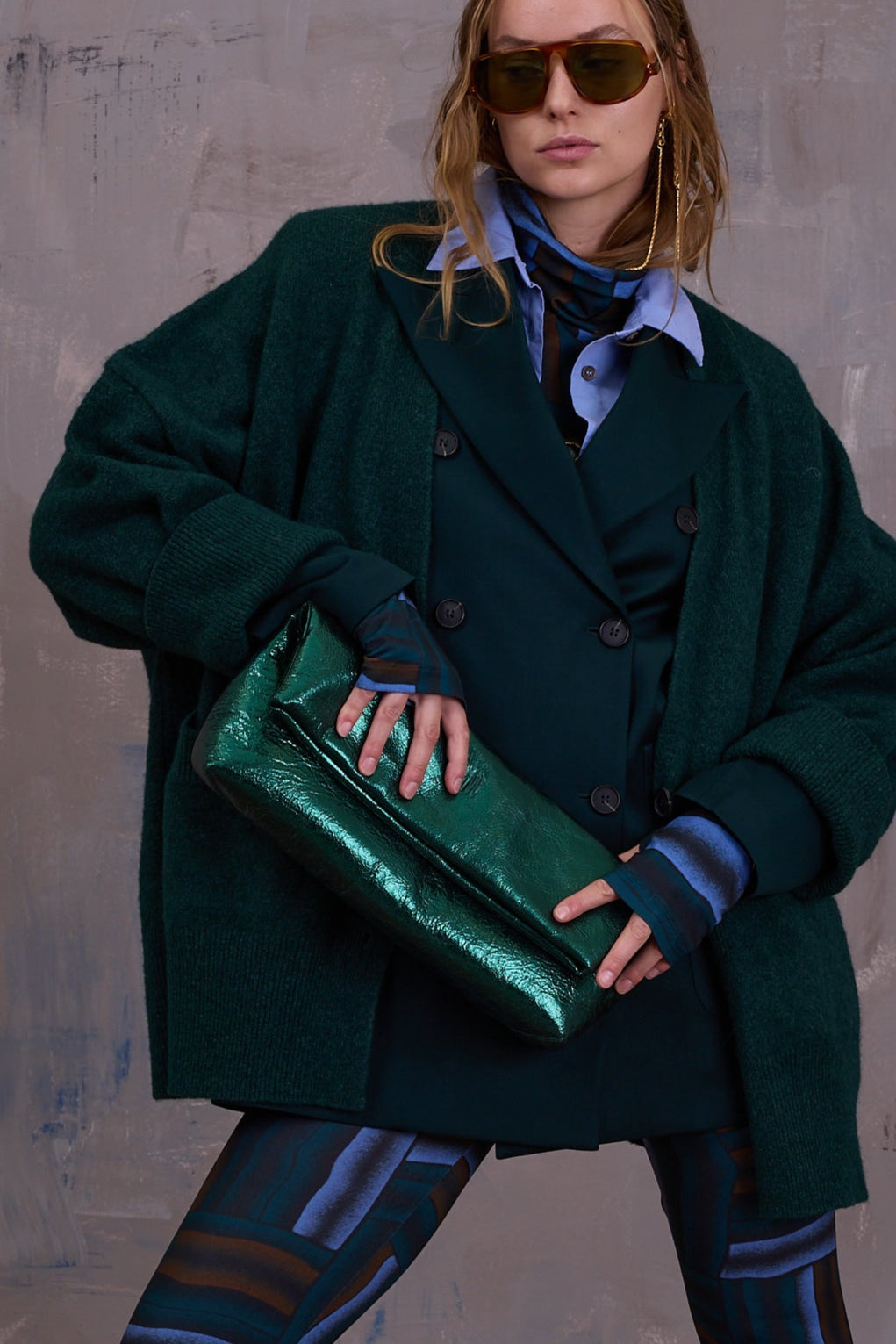 Gennaro handbag in metallic green