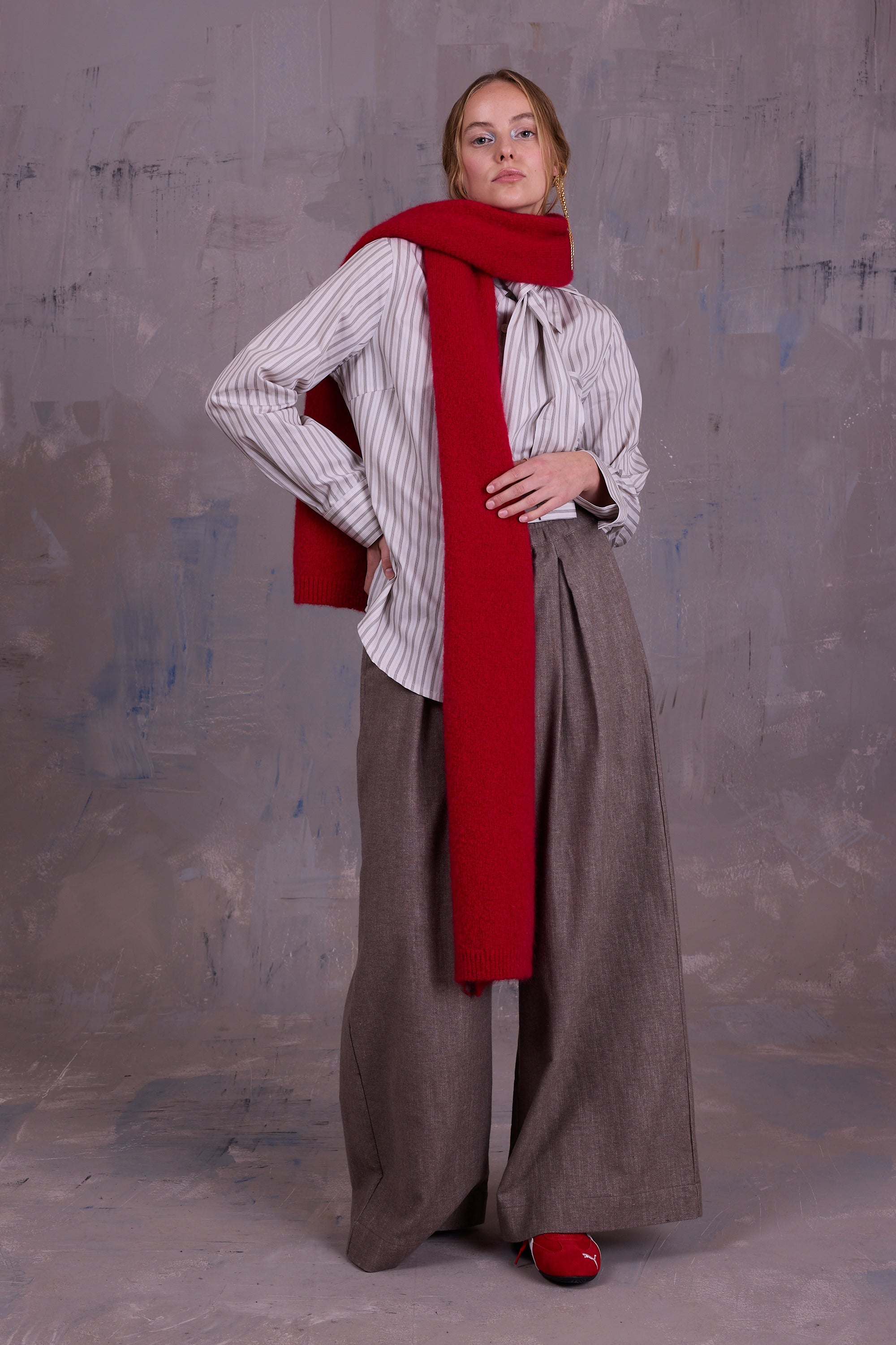 Ginny shirt in grey vintage cotton stripes