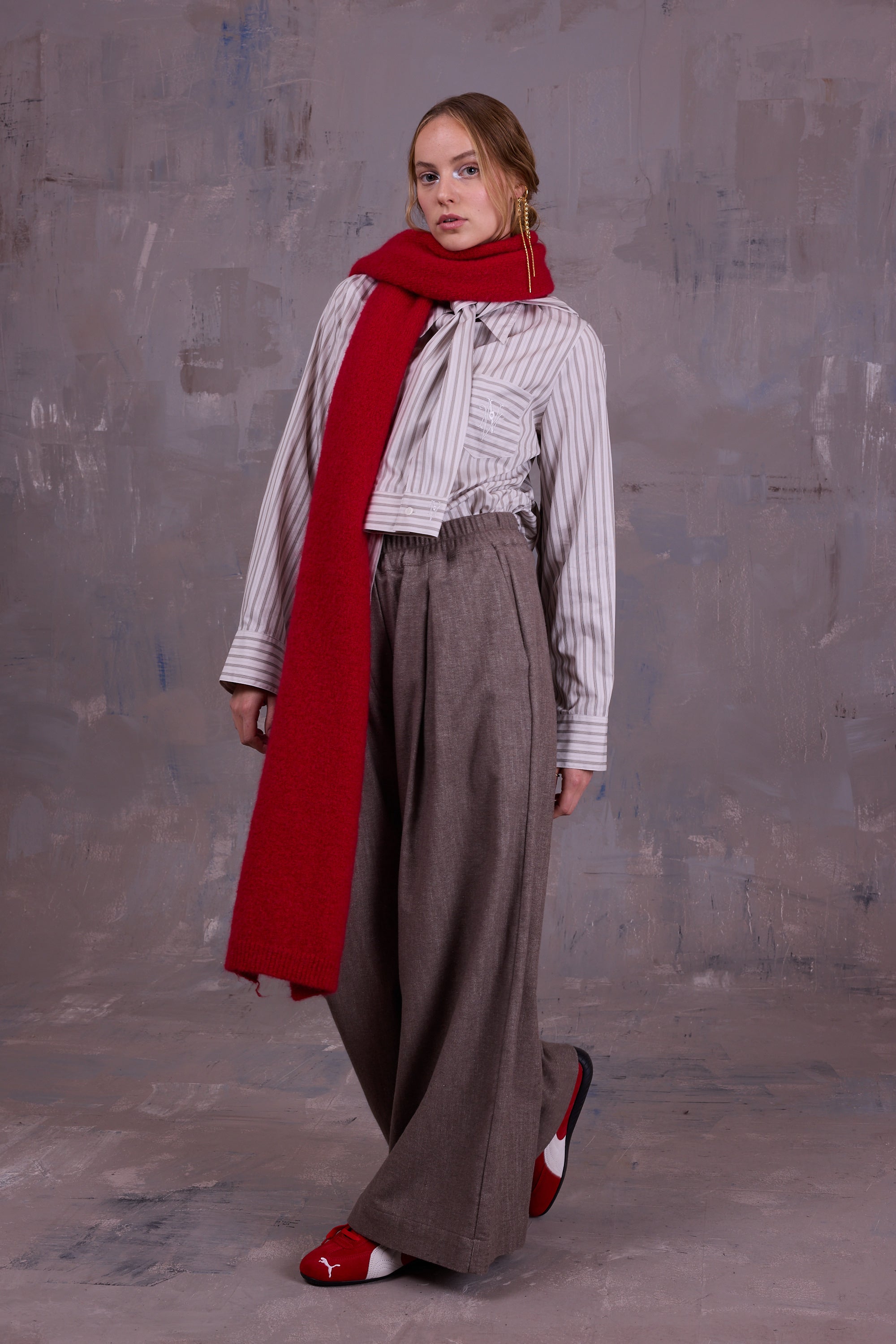 Ginny shirt in grey vintage cotton stripes