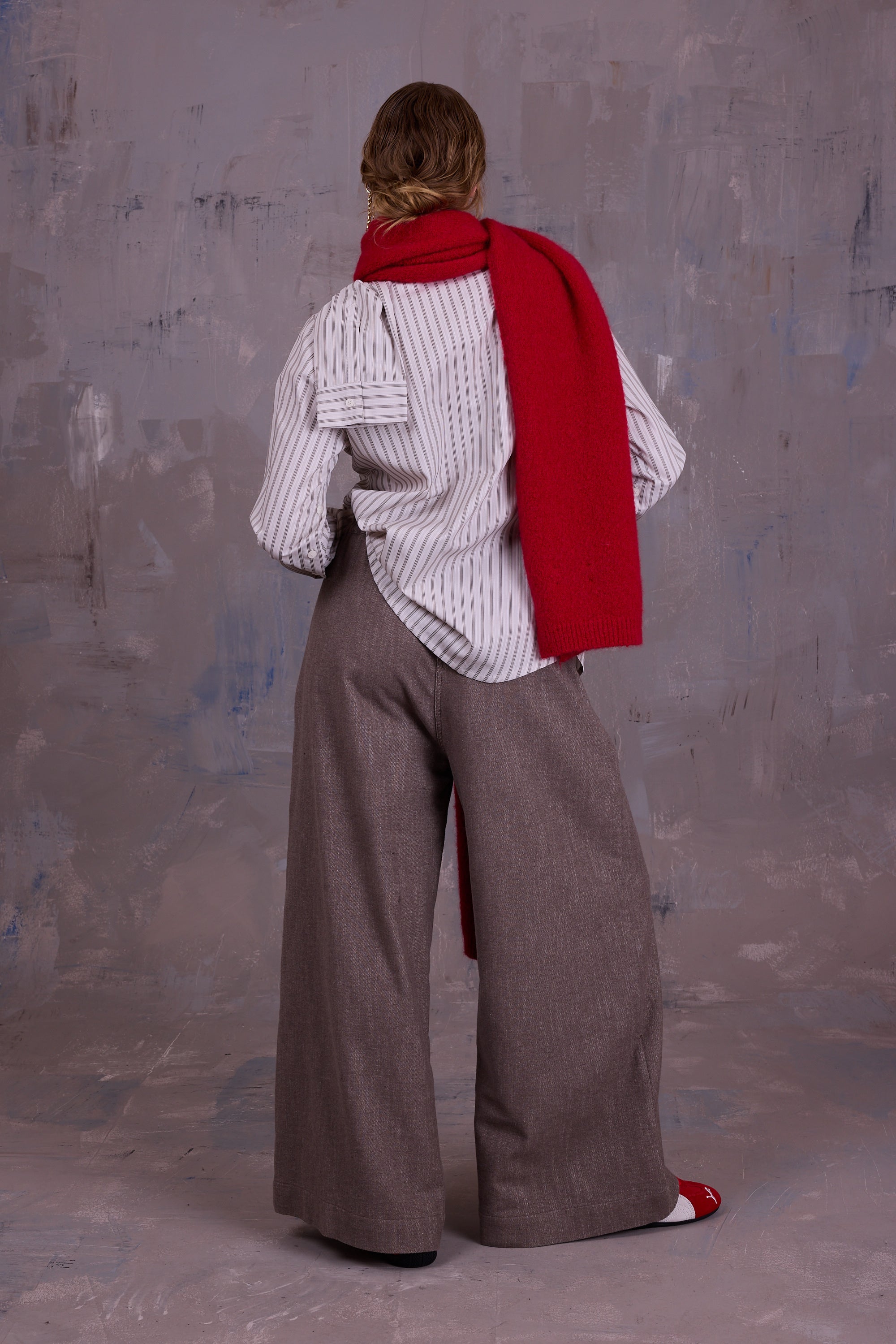 Ginny shirt in grey vintage cotton stripes